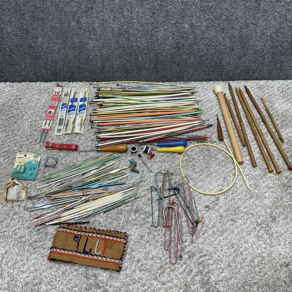 HUGE LOT crochet knitting needles hooks metal wood plastic (READ)